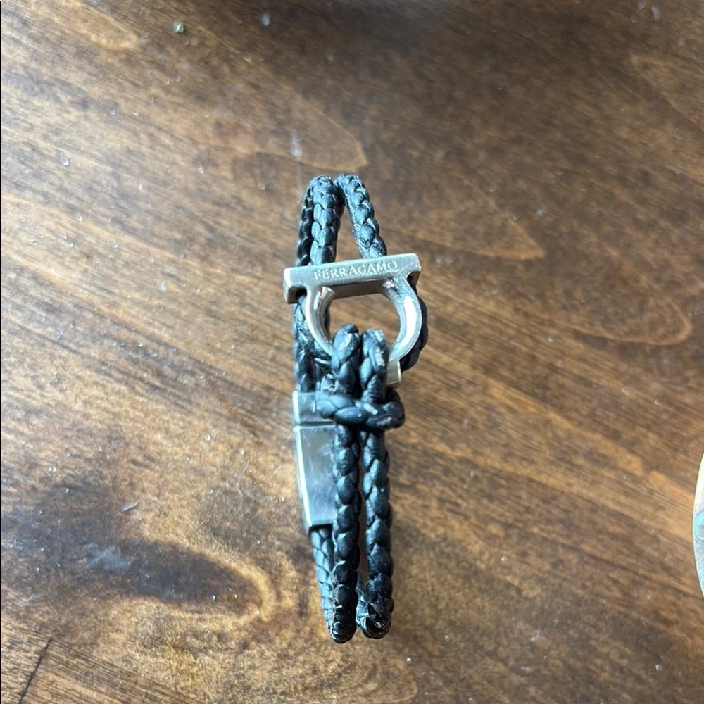 Ferragamo Black Braided Leather Bracelet - Picture 4 of 4